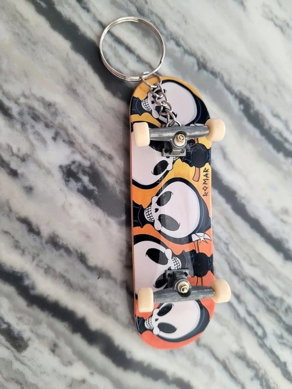 Skateboard Keychain in Orange & Black Like New